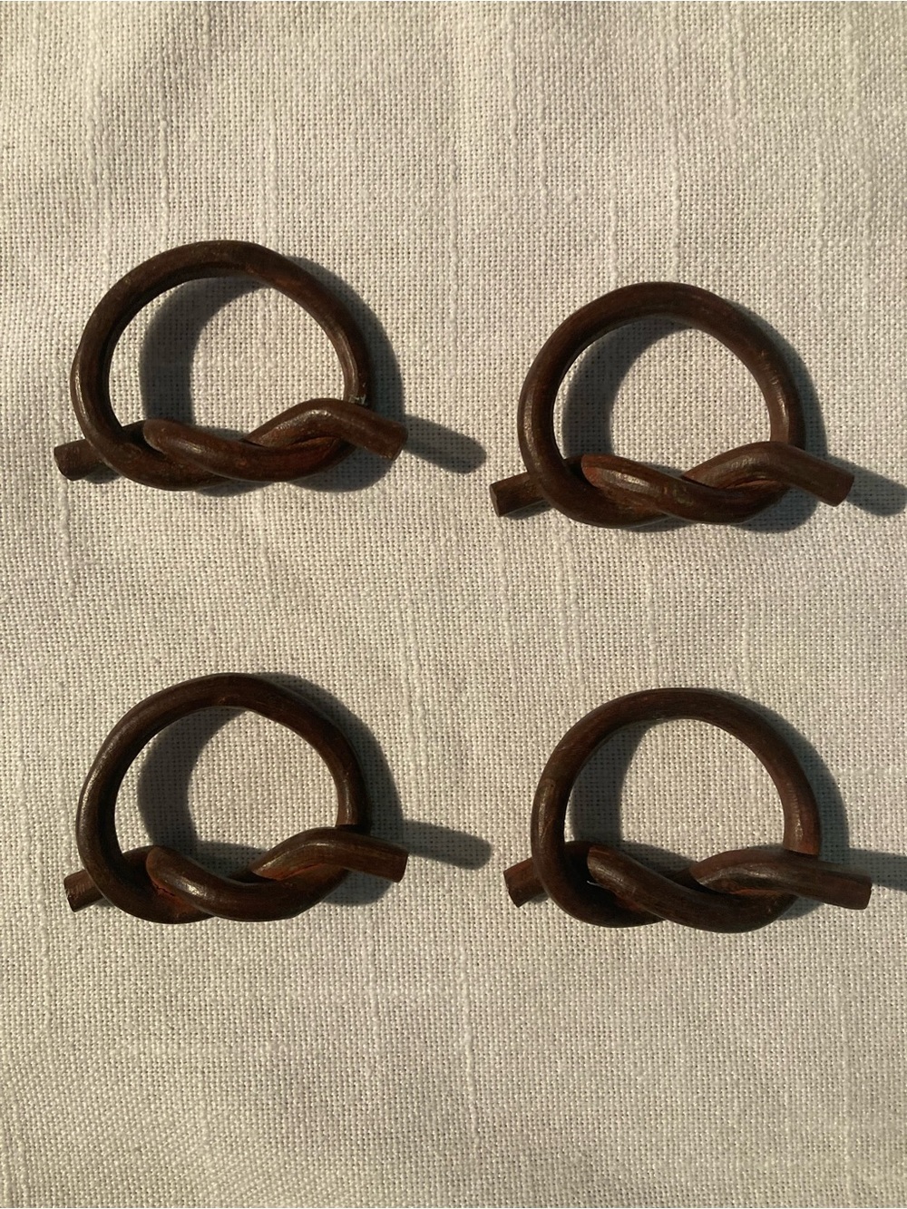 Vintage Wrought Iron Knot Napkin Rings Set of 4